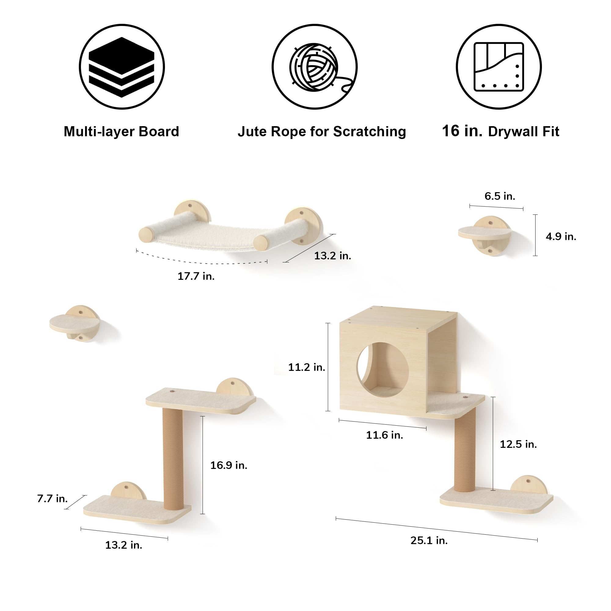 FUKUMARU Cat Wall Shelves two steps enabling safe ascent for cats