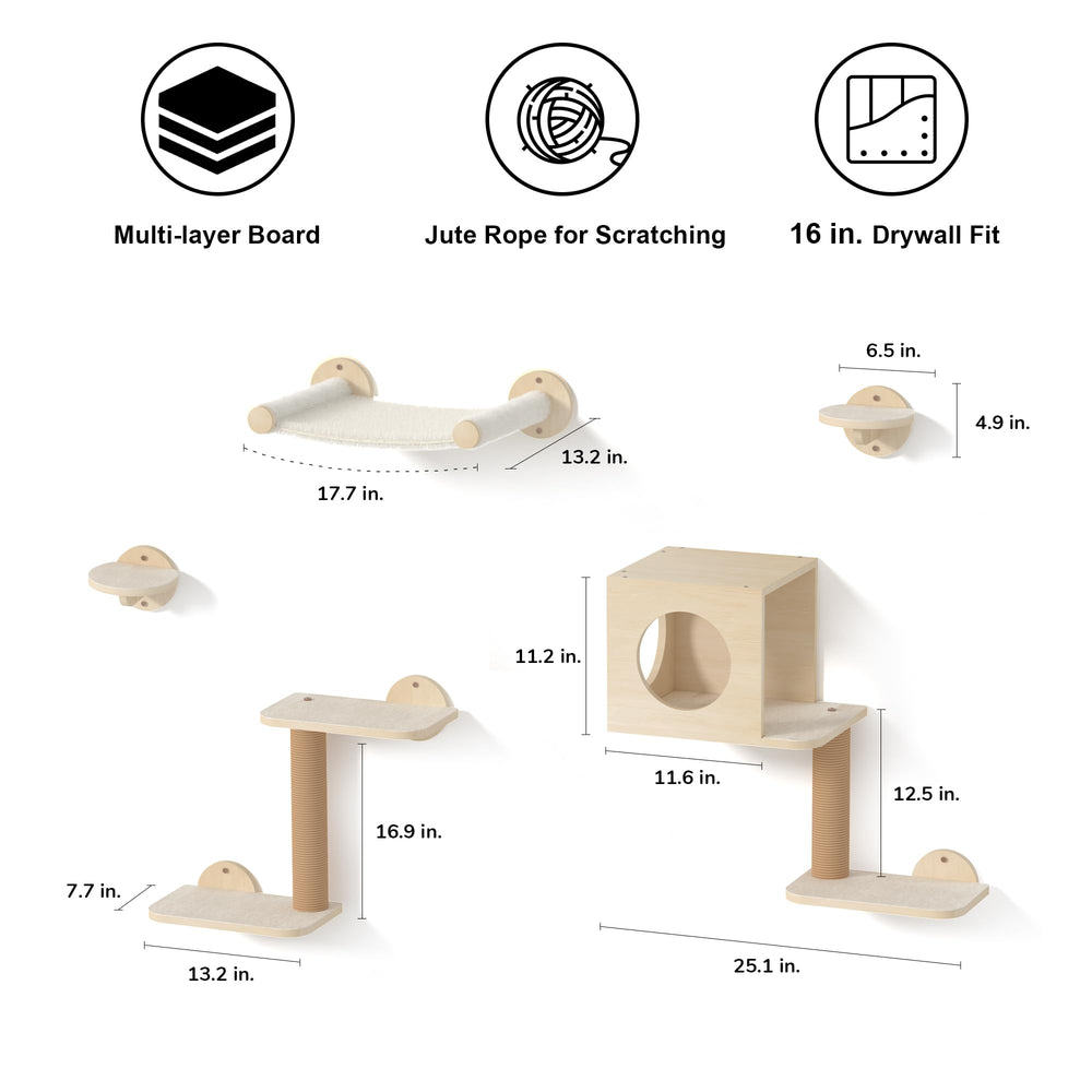 FUKUMARU Cat Wall Shelves two steps enabling safe ascent for cats