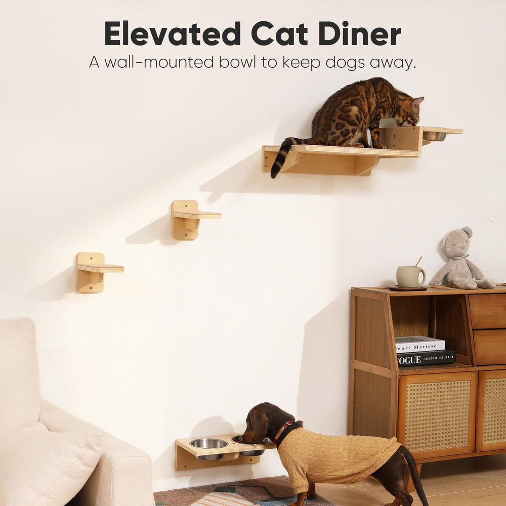 FUKUMARU cat wall shelves two-steps—easy access for climbing and play.