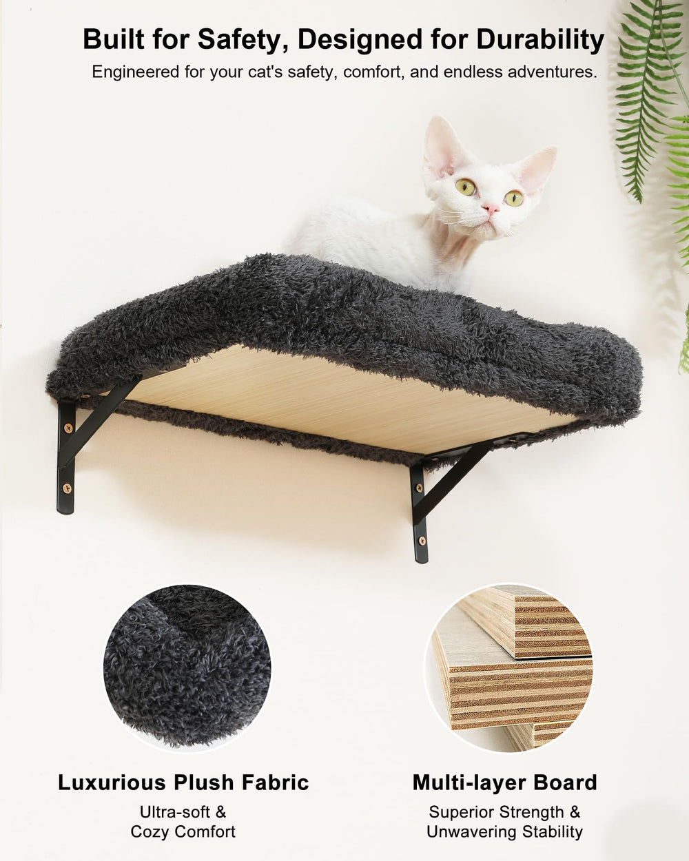 FUKUMARU cat wall tree mounted for climbing and exercise.