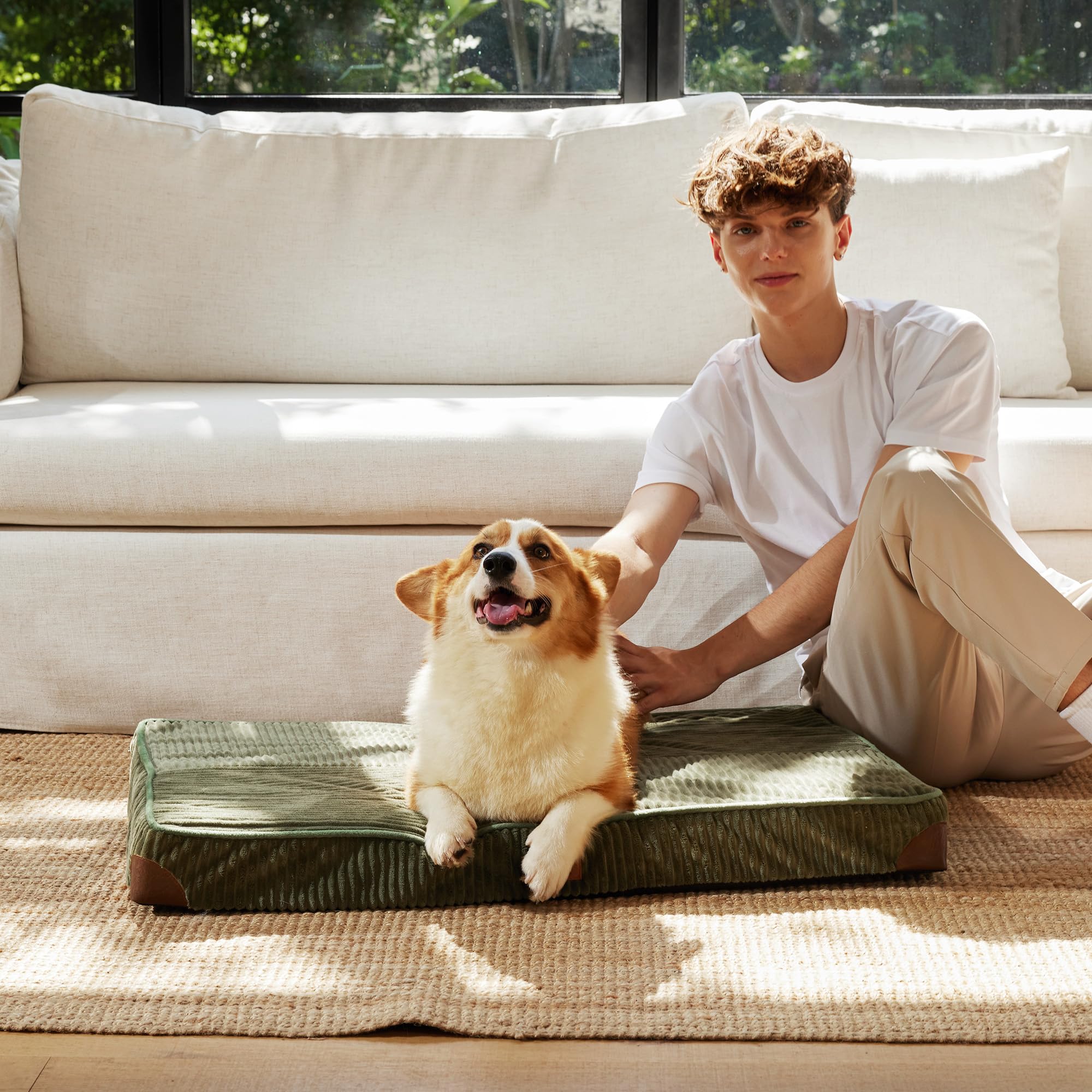 FUKUMARU dog bed patchwork design adds home decor style