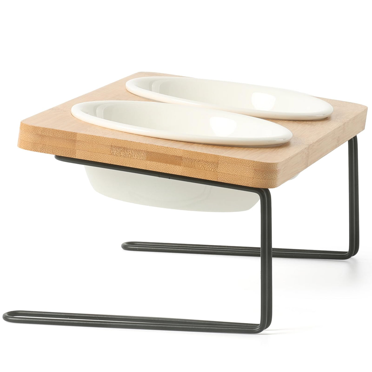 FUKUMARU elevated cat bowls on tilted stand for comfortable meals