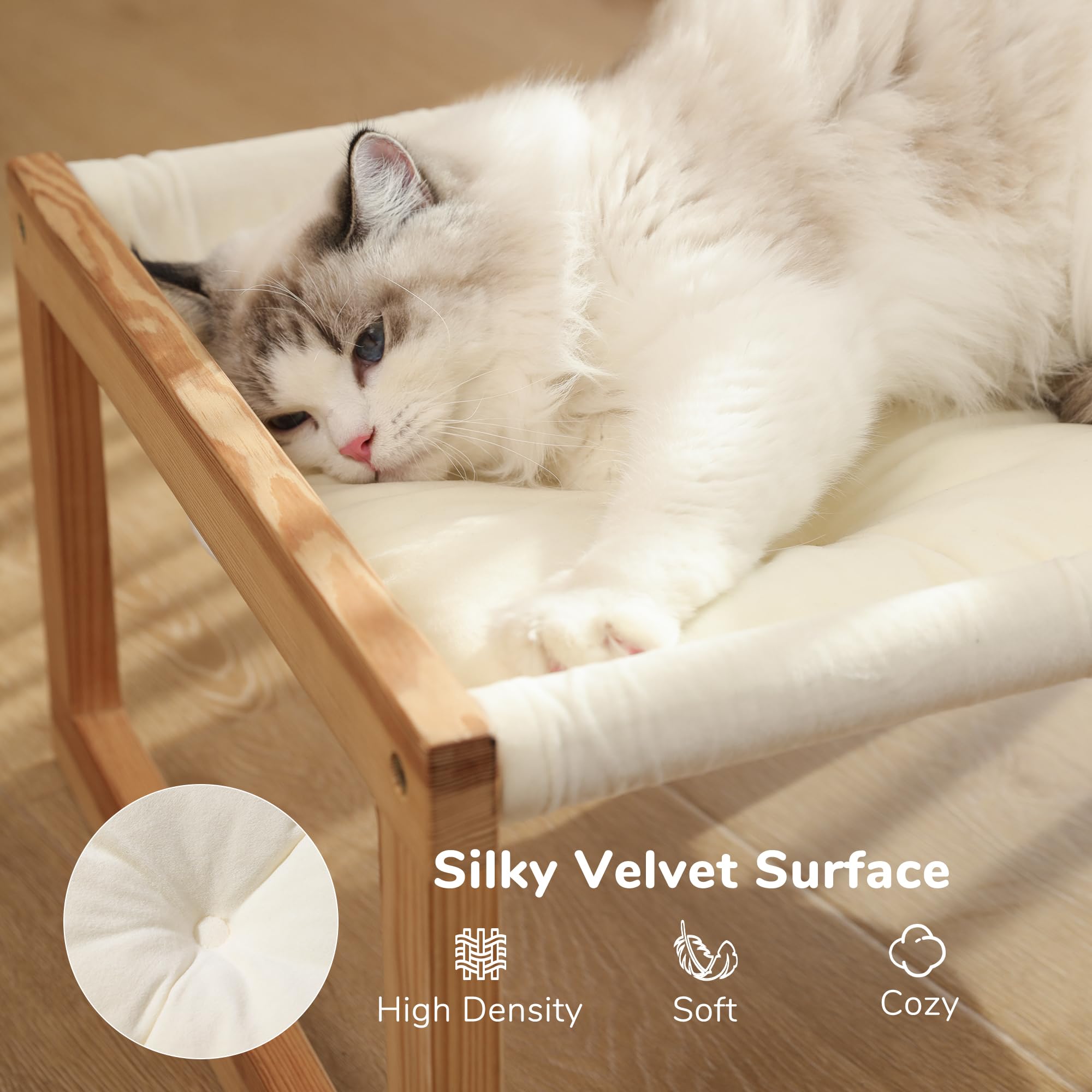 FUKUMARU elevated cat perch with wooden frame for safe surveying
