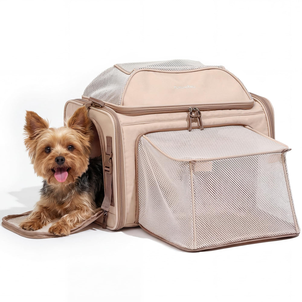 FUKUMARU expandable carrier with top extension for extra lounging space during travel