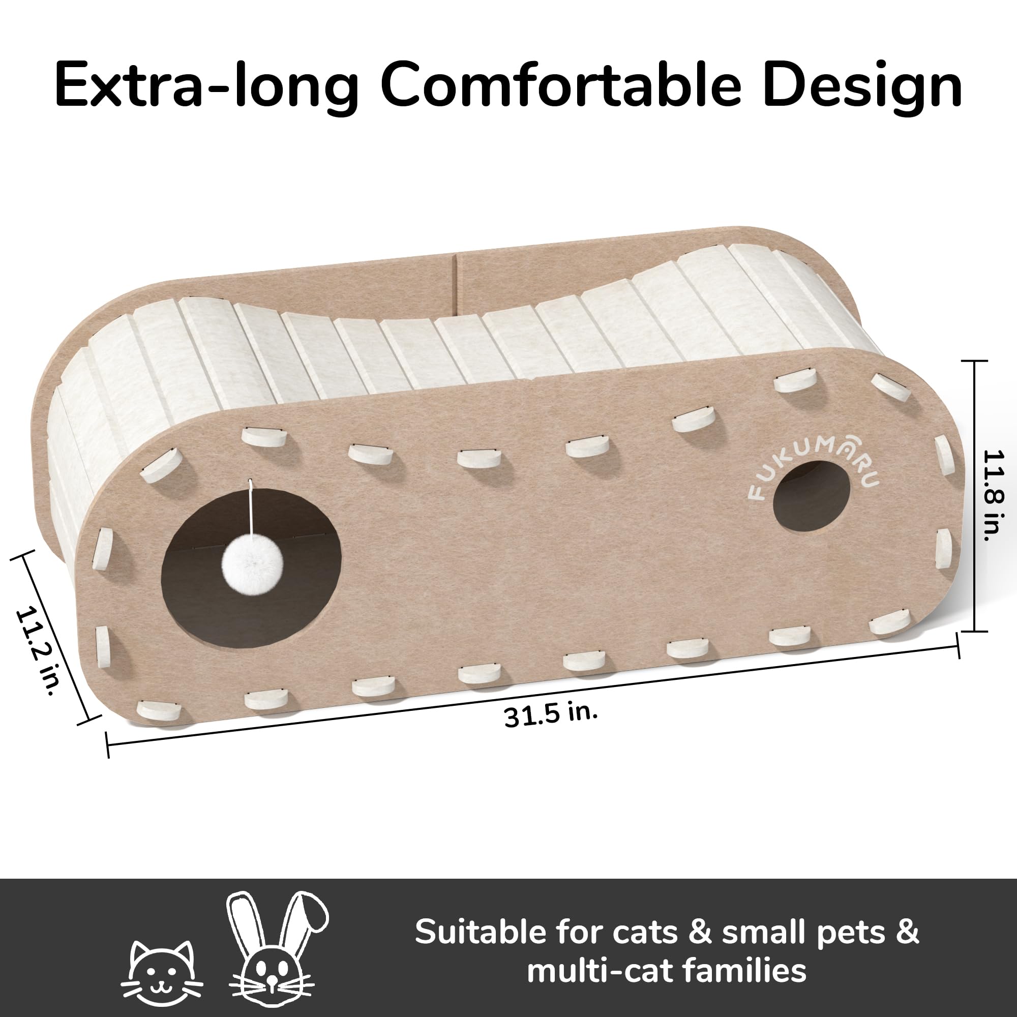 FUKUMARU felt cat hideaway provides cozy security for anxious cats