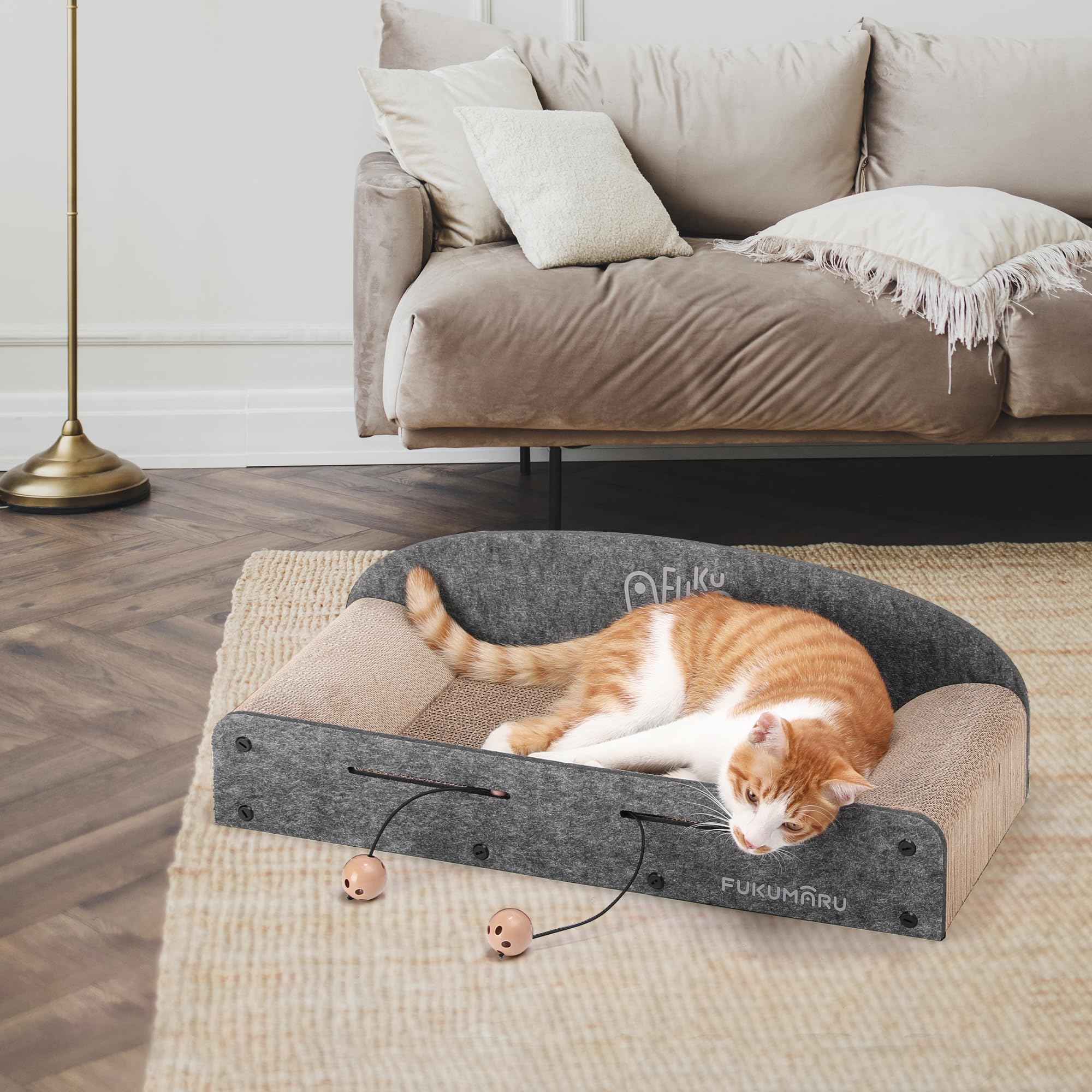 FUKUMARU large-cat friendly design with dimension cues invites cozy lounging.