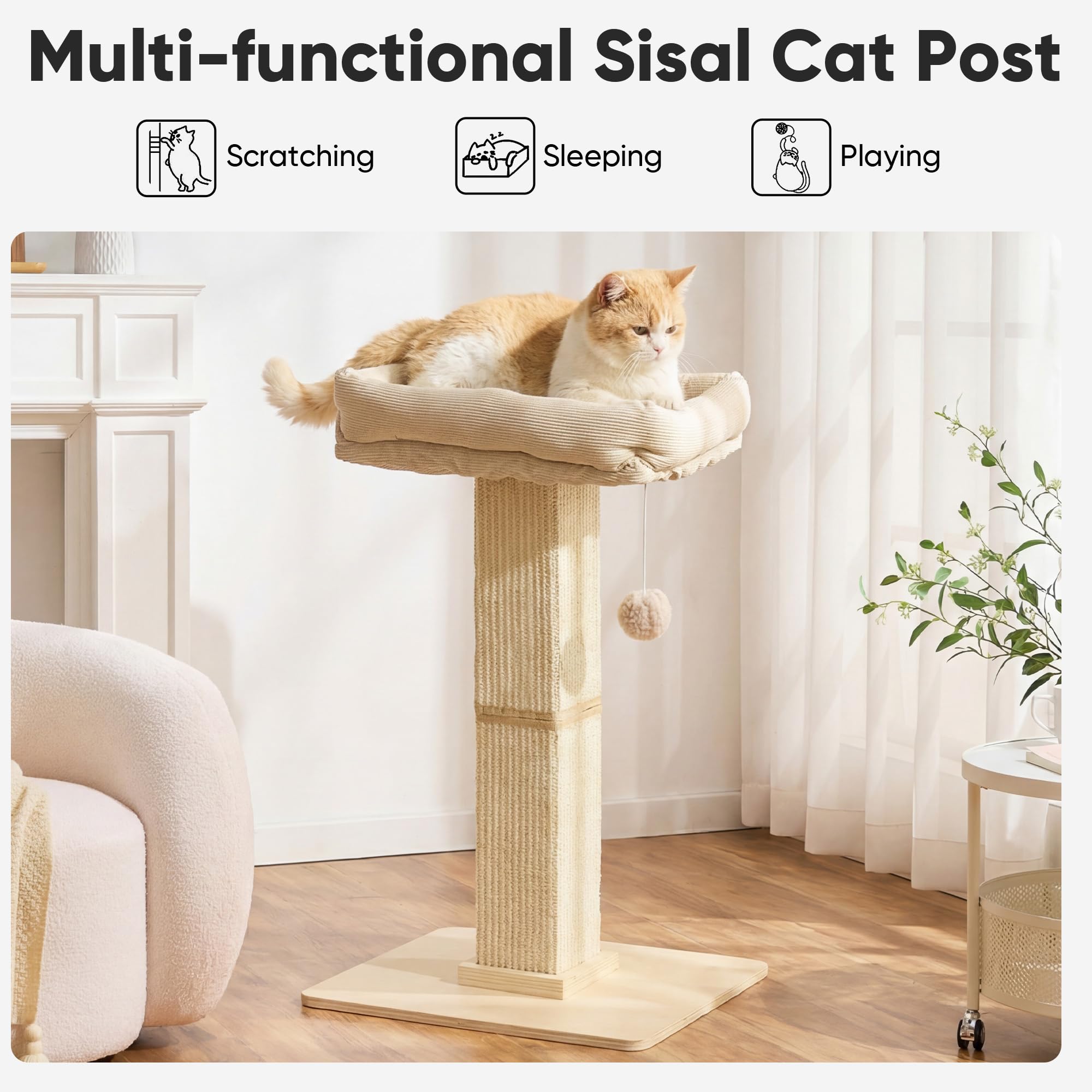 FUKUMARU modern scratch tower blends with decor for the living room.