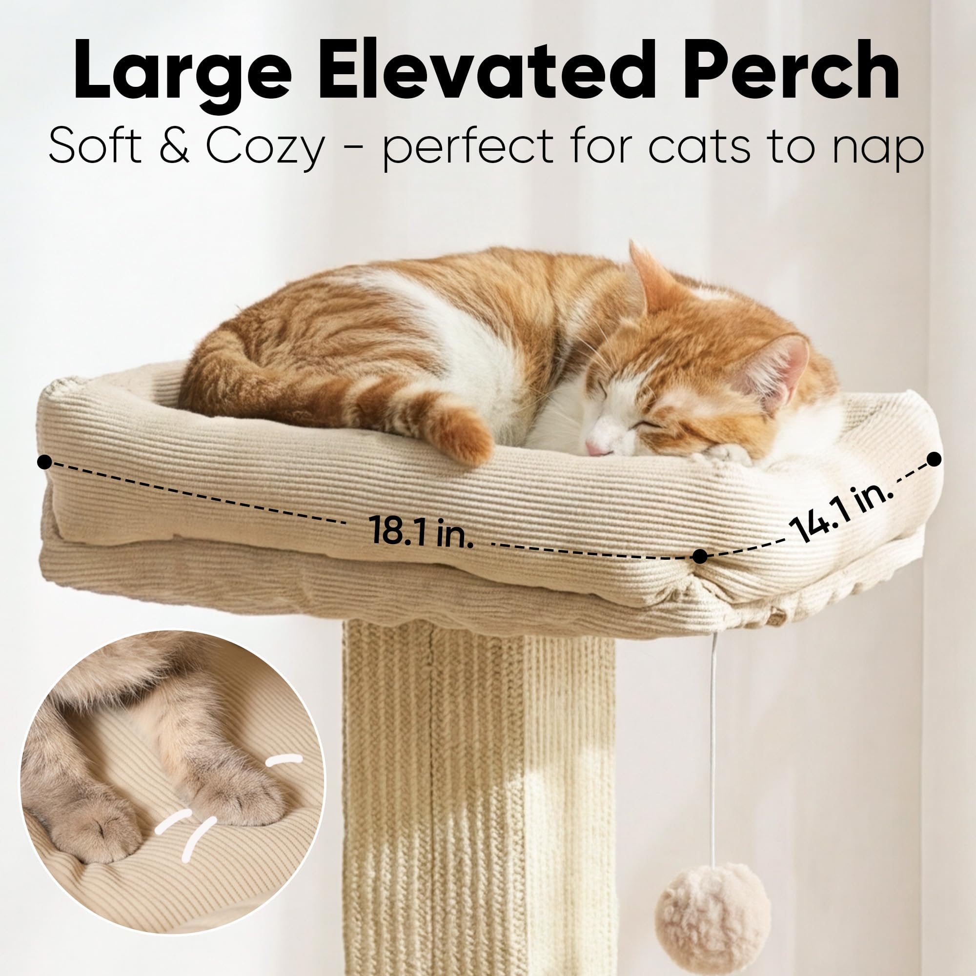 FUKUMARU removable washable perch for easy cleaning after naps.