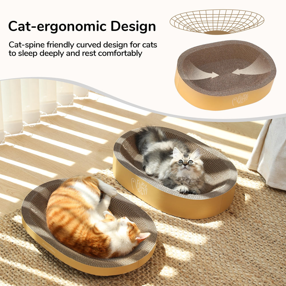 FUKUMARU round scratcher box in action for play and rest.