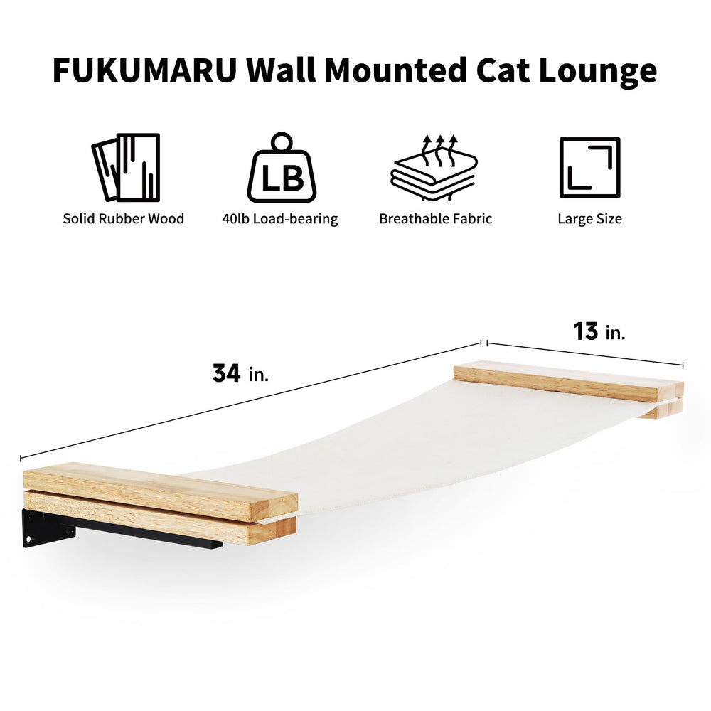 FUKUMARU rubberwood kitten window perch offers sturdy, space-saving resting spot