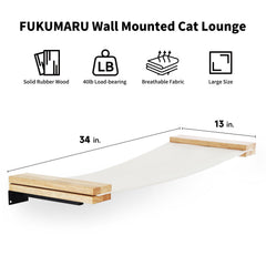 FUKUMARU rubberwood kitten window perch offers sturdy, space-saving resting spot