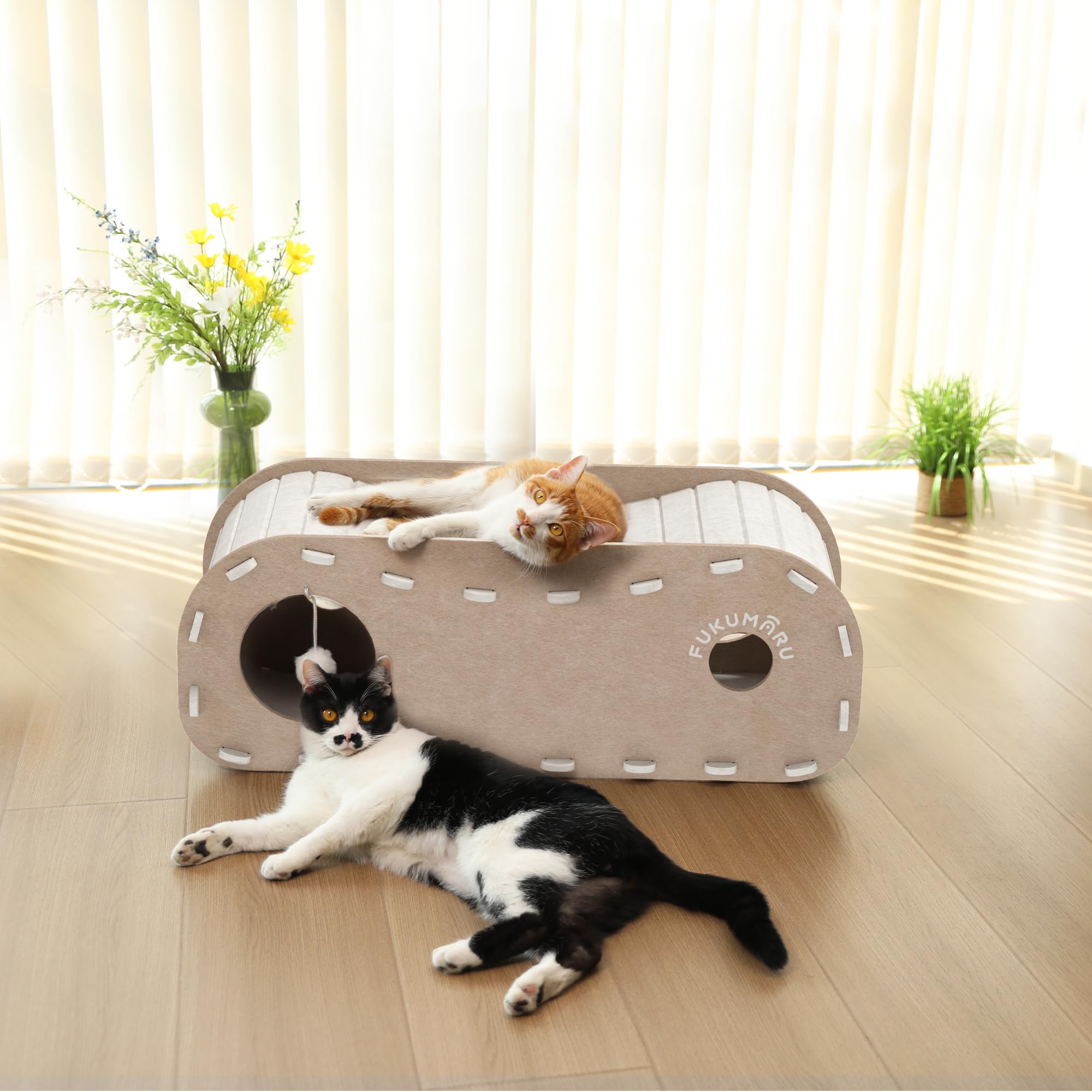 FUKUMARU scratch-resistant cat house withstands daily pawing