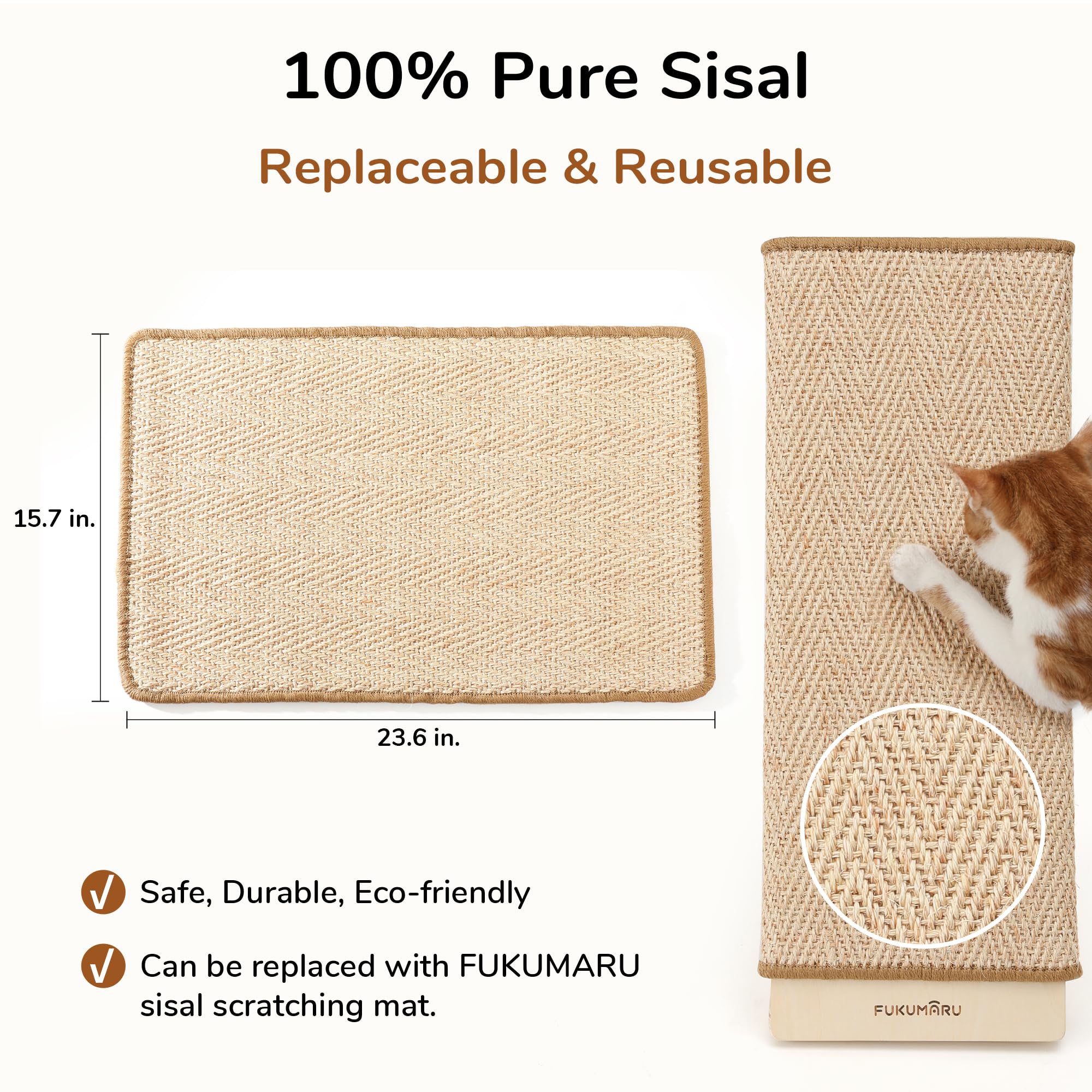FUKUMARU sisal scratcher mat supporting natural scratching for indoor cats