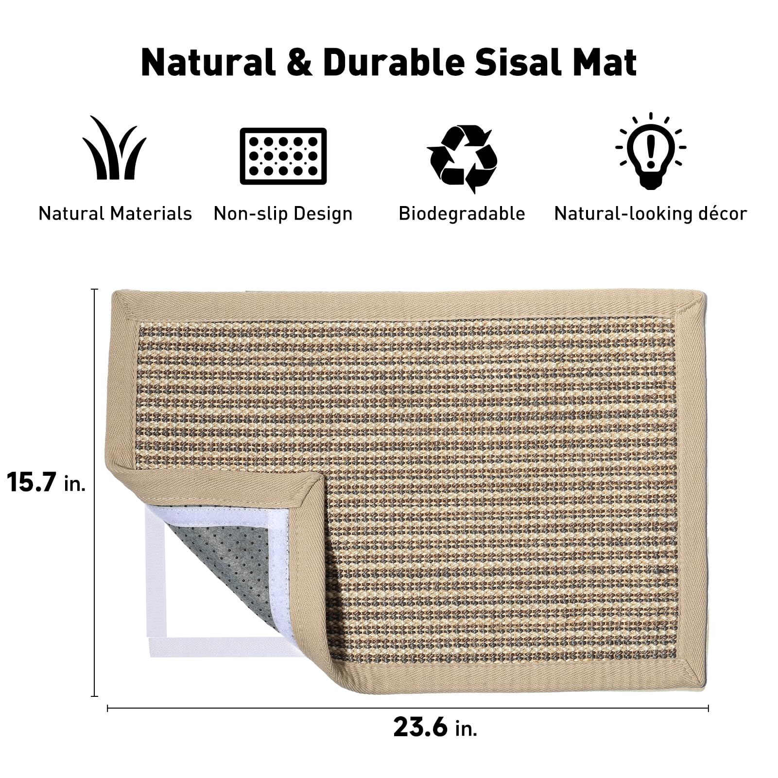 FUKUMARU cat scratcher mat with natural sisal texture for durable scratching