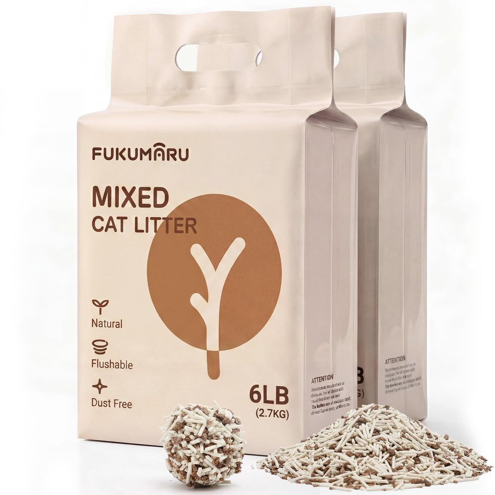 FUKUMARU tofu cat litter packaging shows two bags for easy refills.