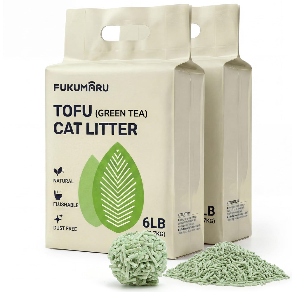 FUKUMARU tofu cat litter packaging highlights an eco-friendly, apartment-ready design.
