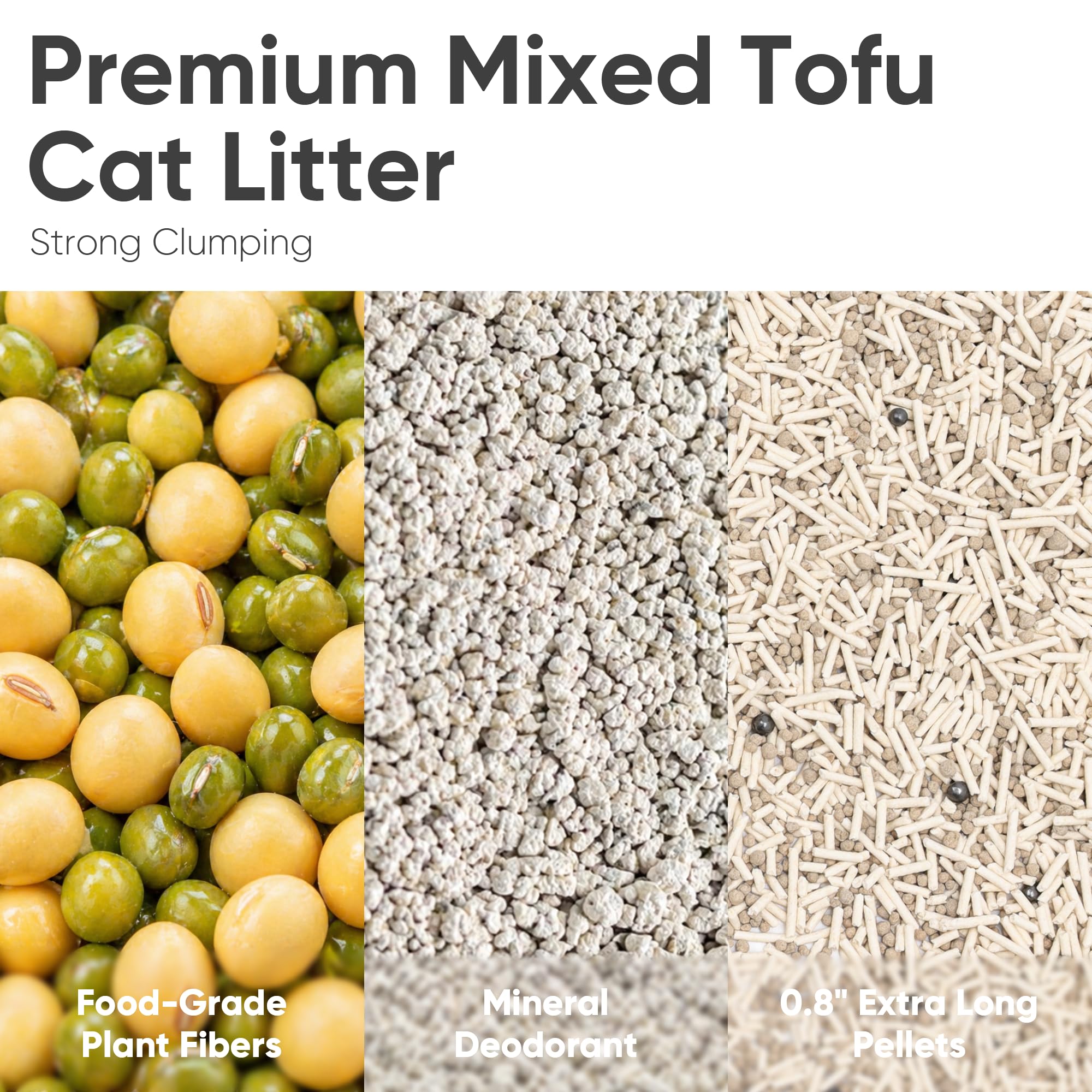 FUKUMARU tofu litter pellets close-up showing compact 2x30 mm size