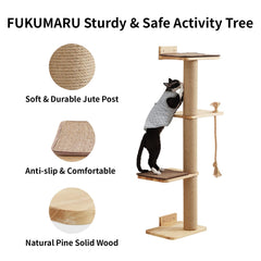 FUKUMARU two cushioned cat shelves offer comfortable breaks during exploration.