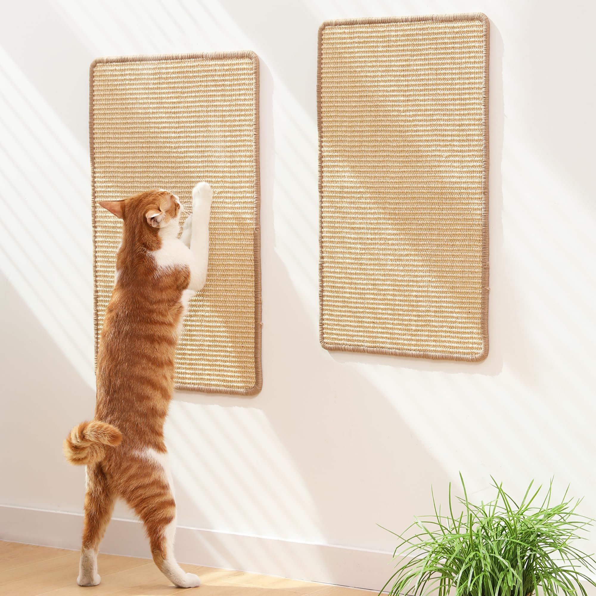 FUKUMARU two-pack cat scratching mat on floor shows natural scratch surface