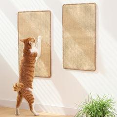 FUKUMARU two-pack cat scratching mat on floor shows natural scratch surface