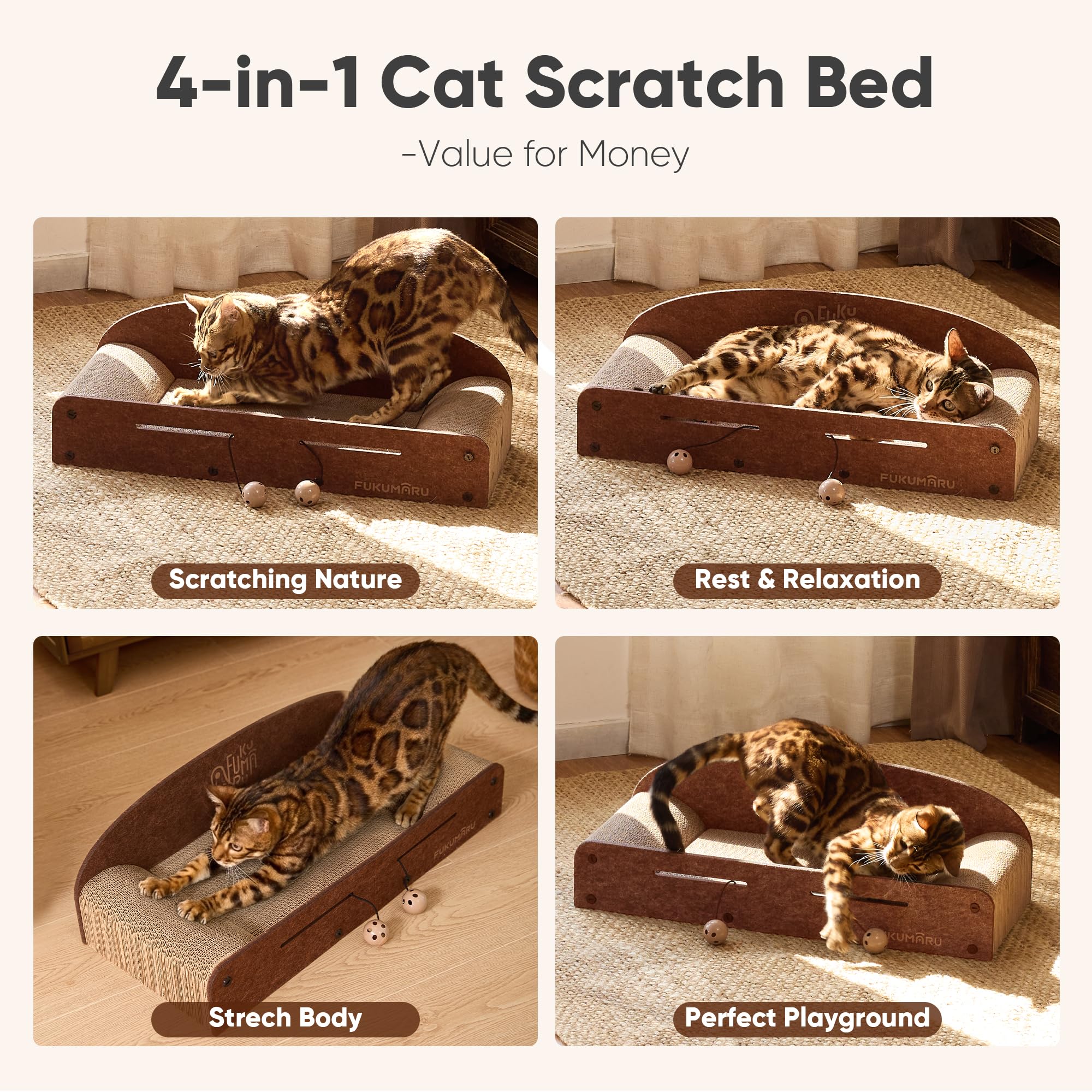FUKUMARU dual reversible scratchers extend use by flipping when worn.