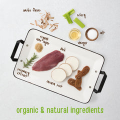 Full Moon Essential Duck Tenders highlighting cage-free duck and premium ingredients