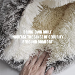 FULUE Ferret Bed donut closeup emphasizes plush faux fur comfort.