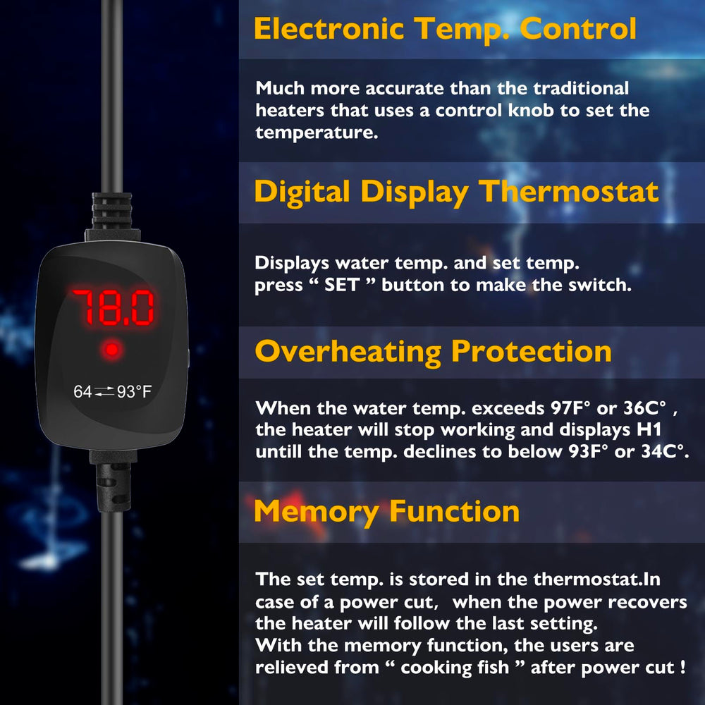 FUMAK 10W mini aquarium heater alumina-ceramic construction durability.
