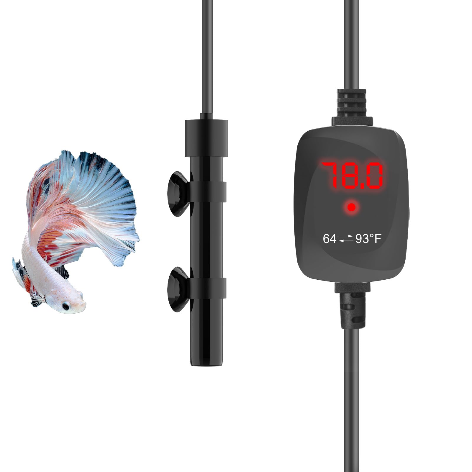 FUMAK 15W mini heater compact design ideal for betta and nano tanks.