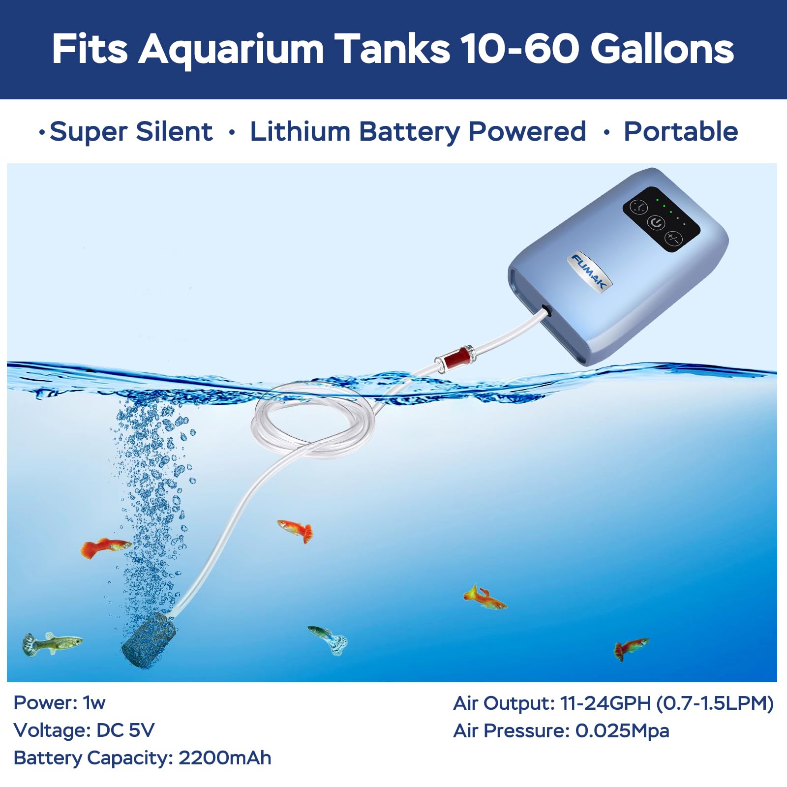 FUMAK air pump with AC DC switch for outage readiness
