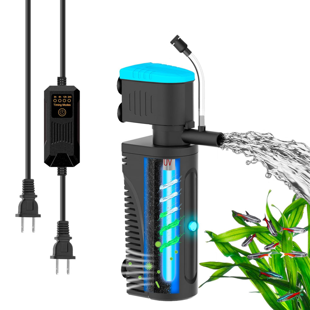 FUMAK aquarium filter with U-V light timer for clearer water.