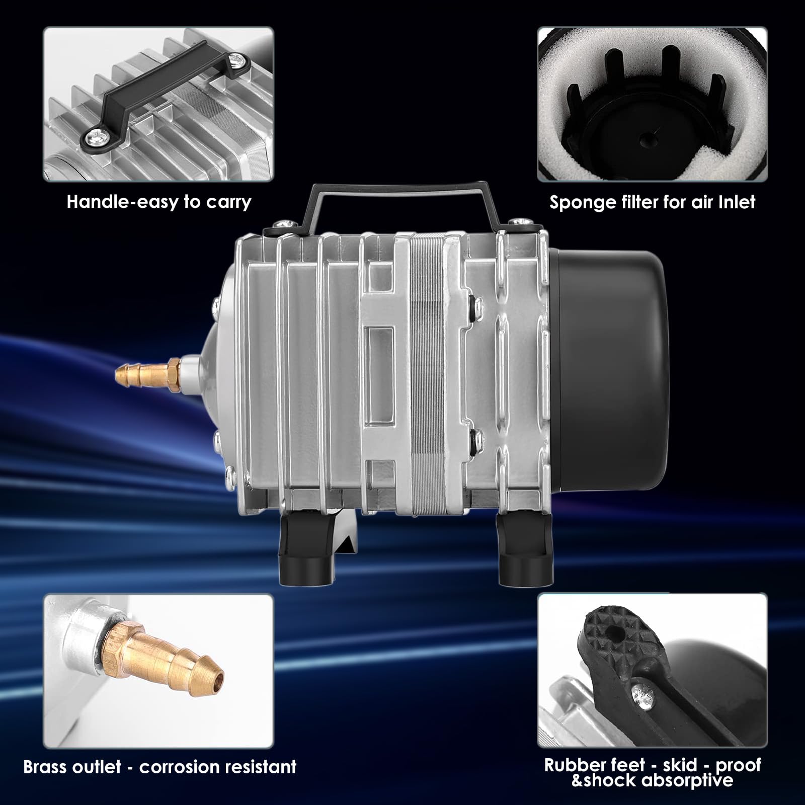 FUMAK high-pressure air pump delivers reliable oxygenation in a compact design.