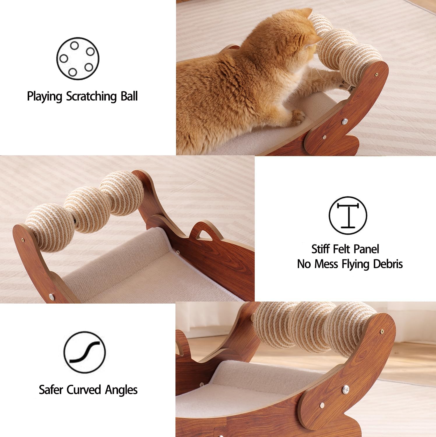 FUNACAY cat scratch pad measures 23.3 inches for spacious indoor lounging