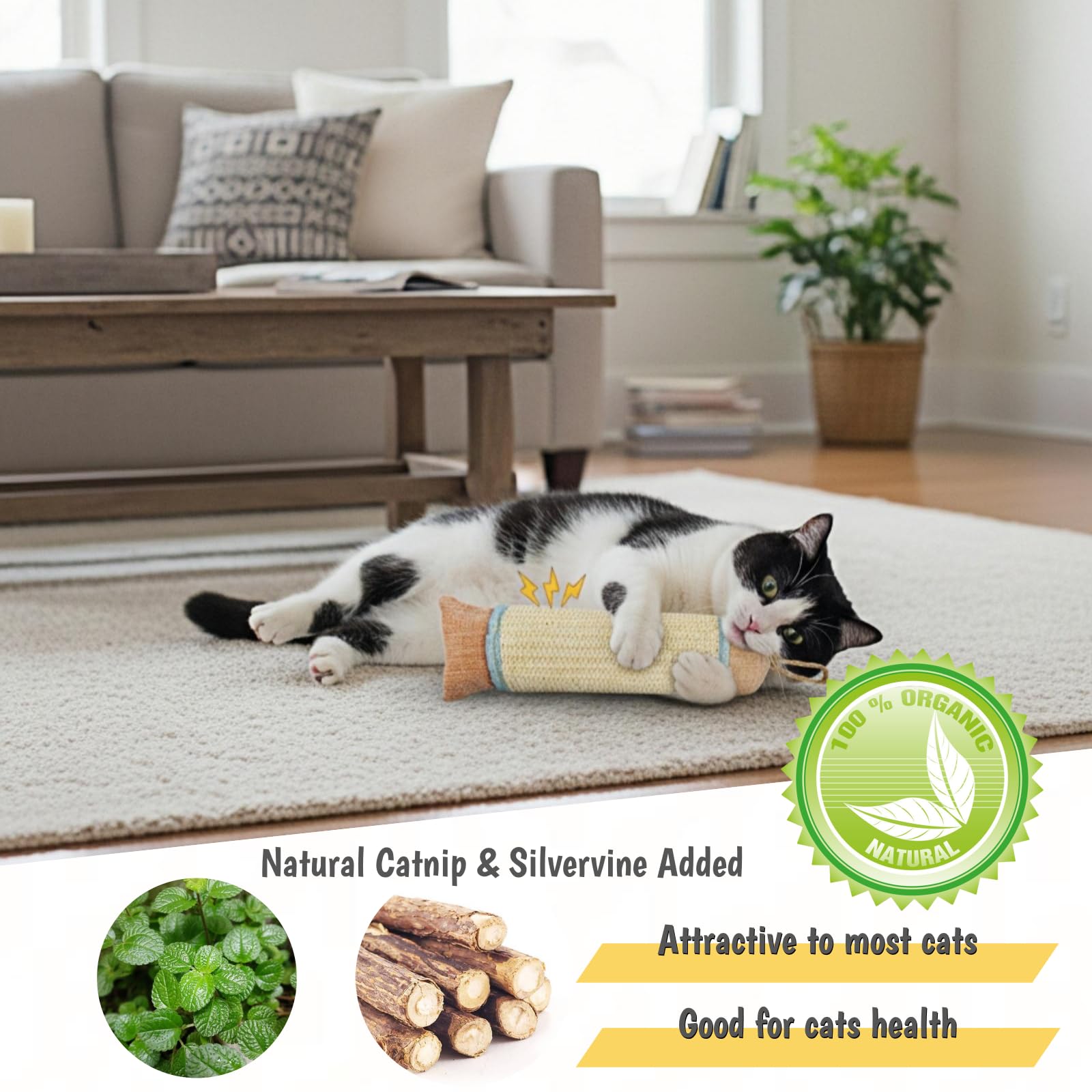 FuneeTop catnip-infused kicker close-up shows durable sisal scratching surface.
