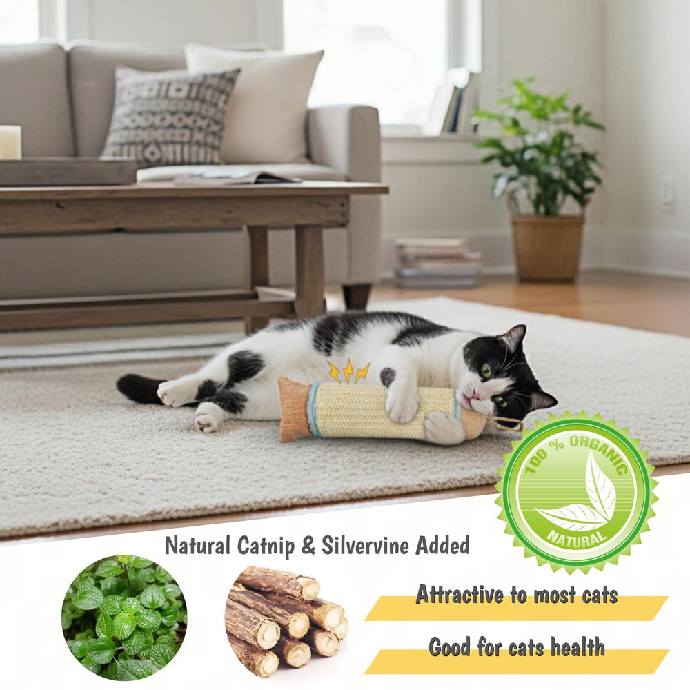 FuneeTop catnip-infused kicker close-up shows durable sisal scratching surface.