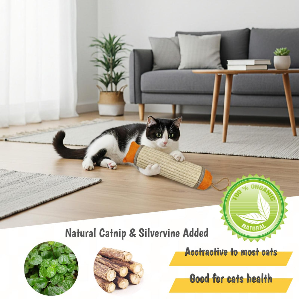 FuneeTop sisal scratch post design provides sturdy texture for scratching and kicking.
