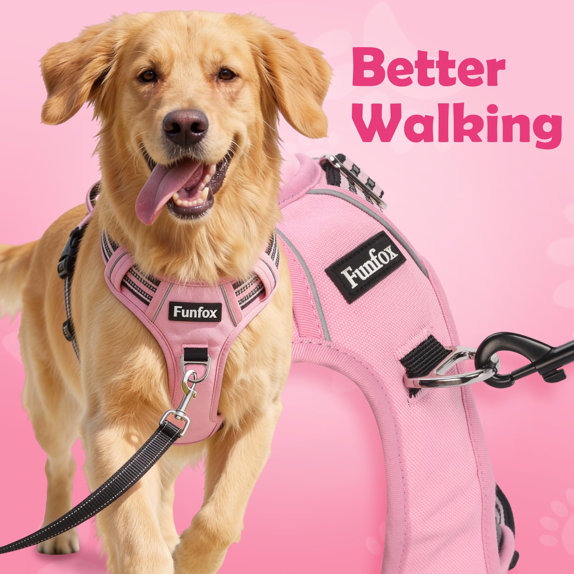 Funfox pink back-clip highlights reflective visibility for night walks.