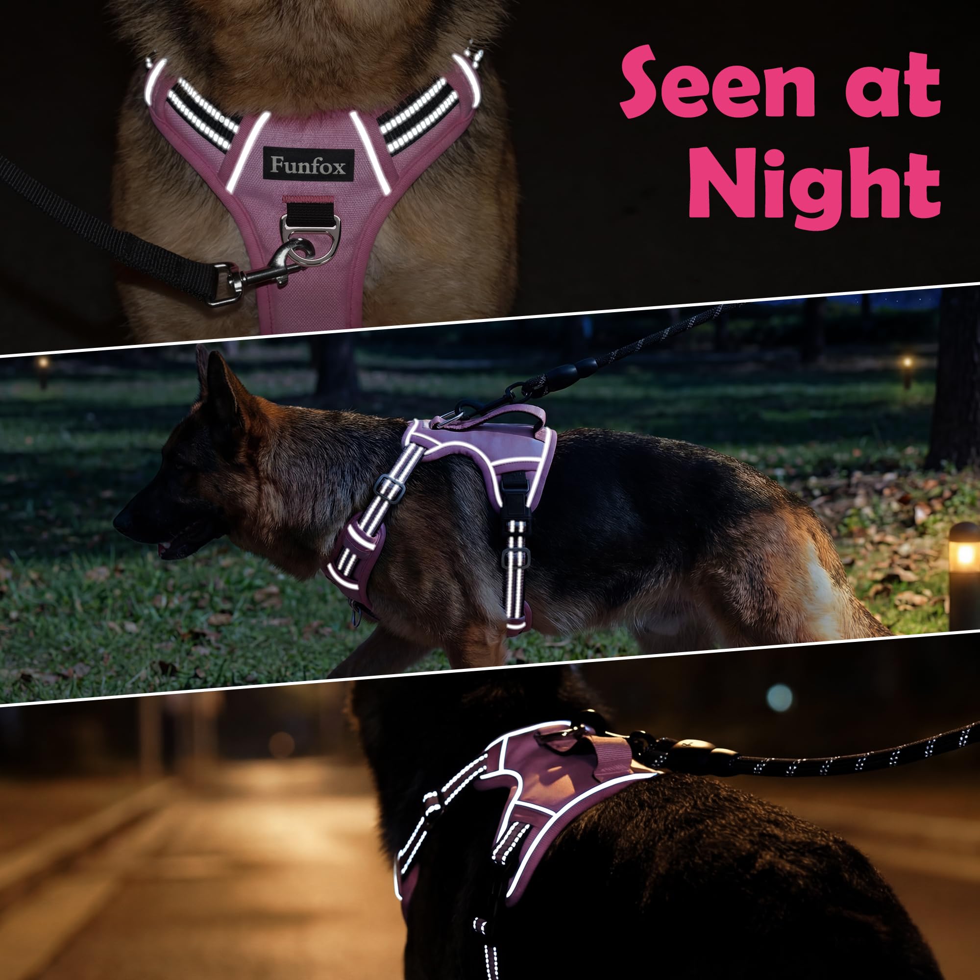 Funfox pink top handle provides quick control during walks.