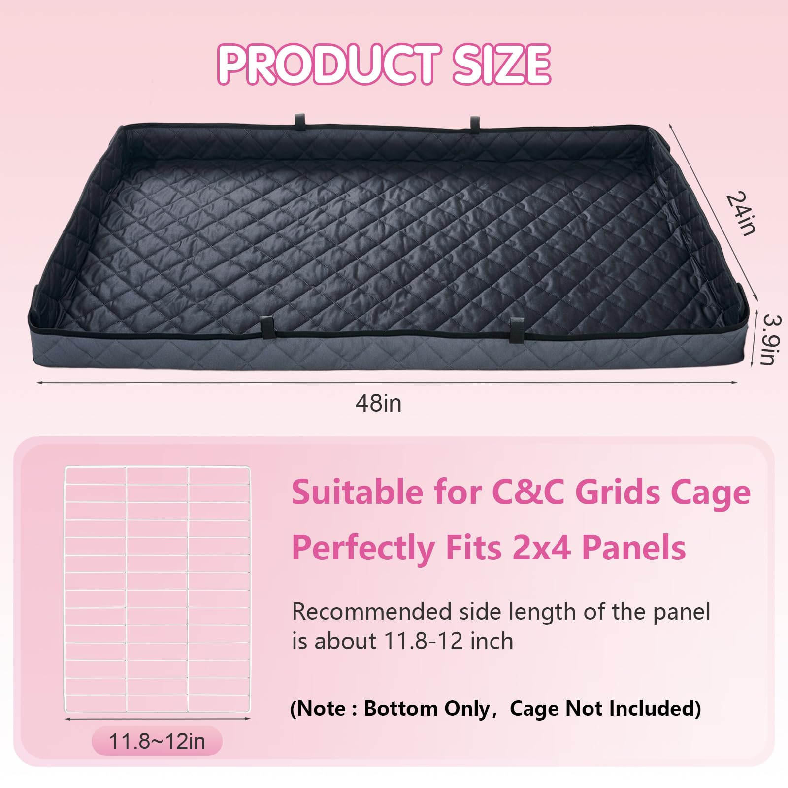FunFurry Quilted Guinea Pig Cage Liner showing Velcro edges for secure cage fit