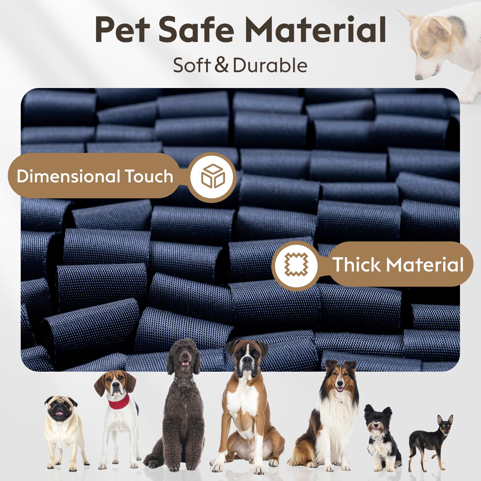 FunFurry Snuffle Mat highlighting waterproof base to prevent residue absorption.
