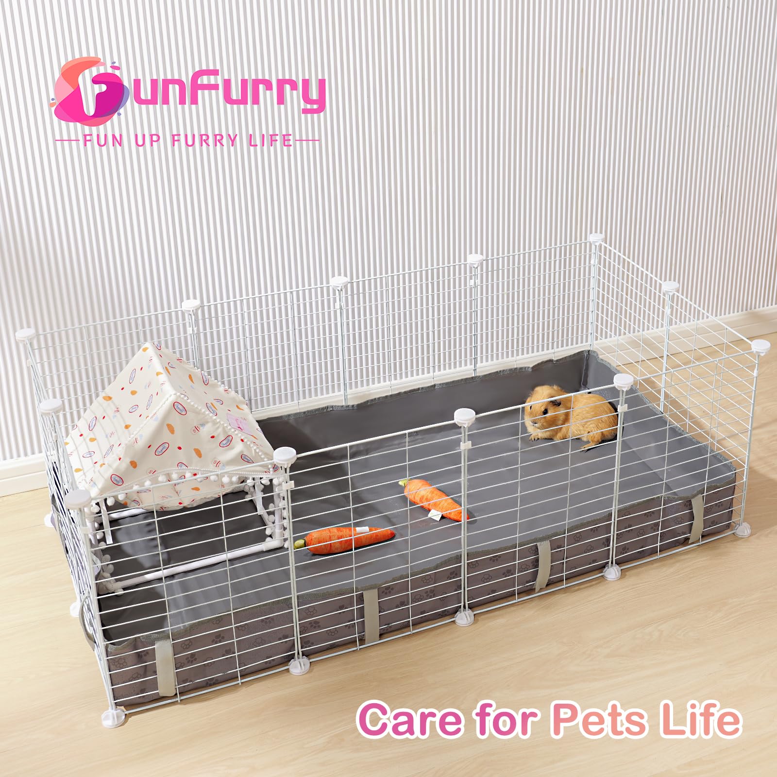 FunFurry 12-pair Velcro secures to cages for quick, secure attachment.