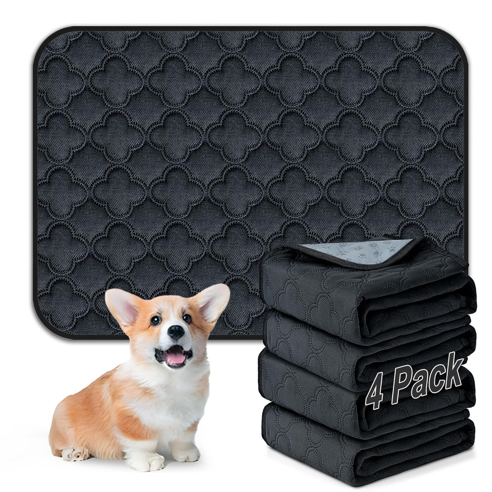FunFurry washable pee pads for dogs—18x24 dark grey—four-pack keeps floors dry.