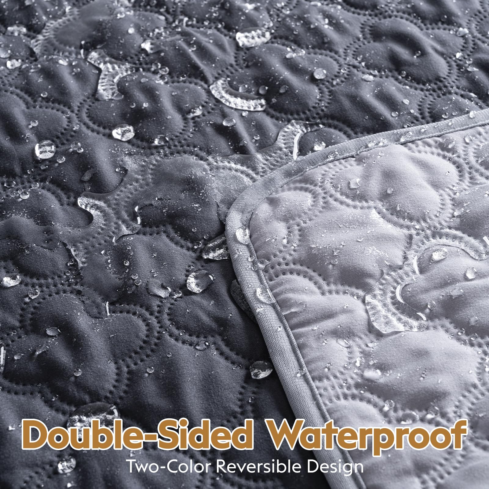 FunFurry waterproof blanket on light couch blends with neutral decor