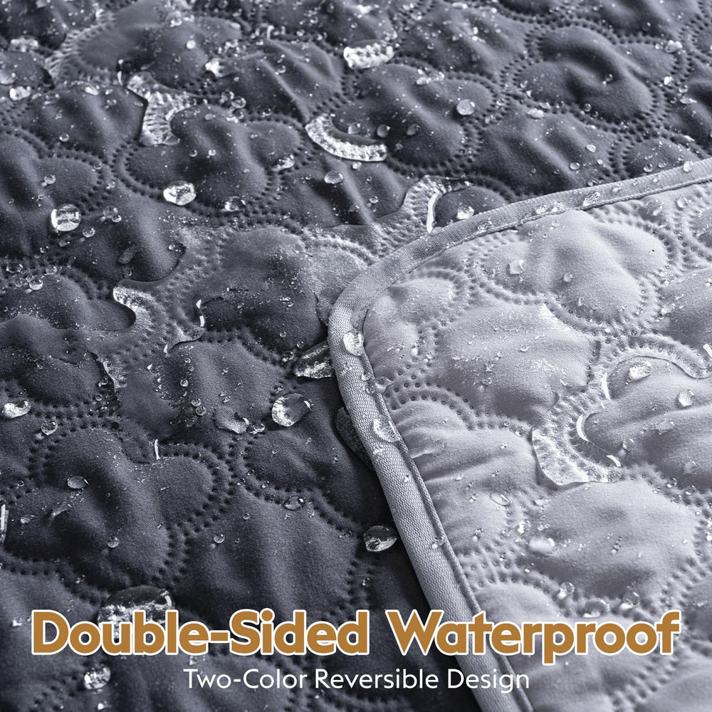 FunFurry waterproof dog blanket light side shown for easy decor matching.