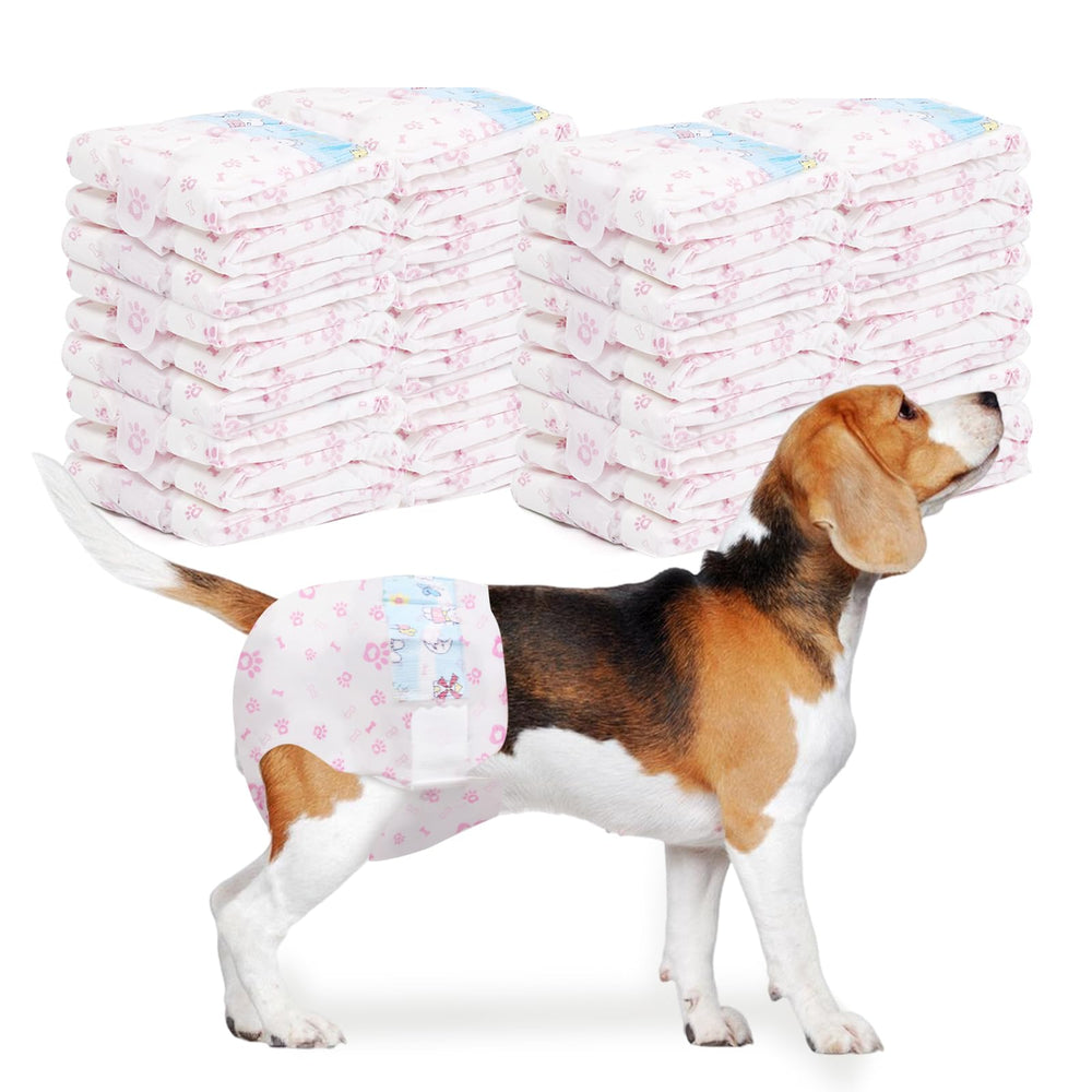 Funliying disposable dog diapers for females, pink box front view, quick-change convenience.