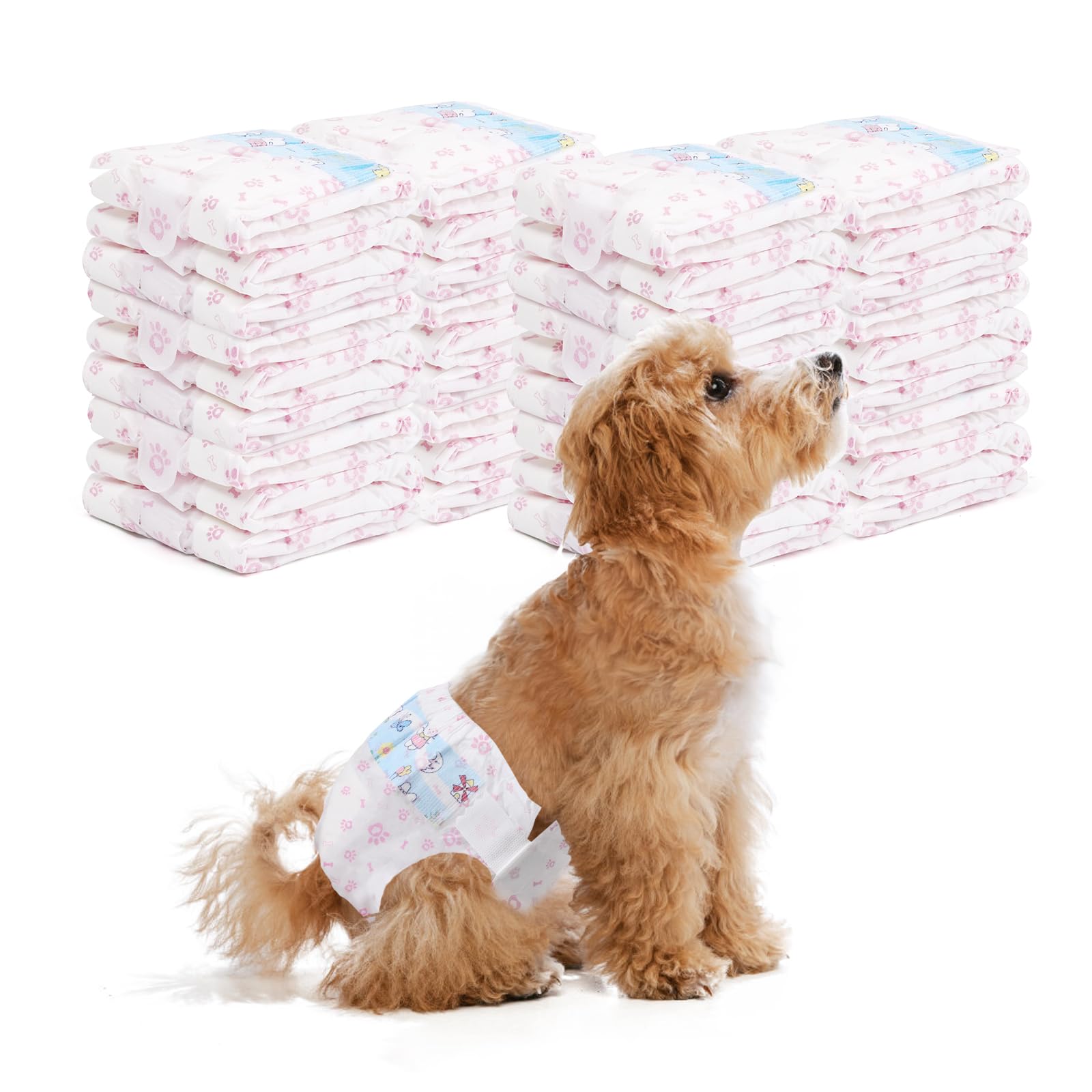 Funliying female dog diapers pack front view showing secure fit for small dogs