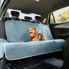 FUNNY FUZZY back seat cover waterproof protects upholstery during muddy dog rides.