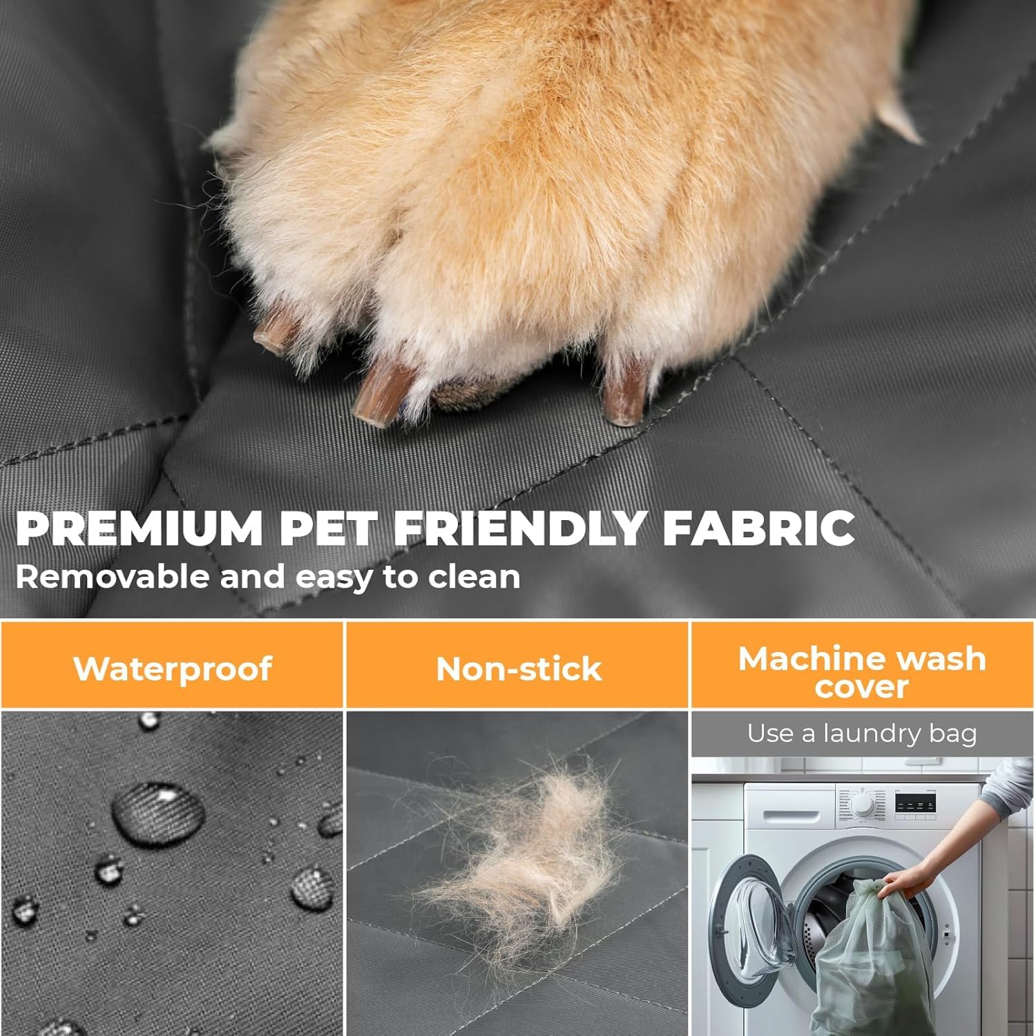 Funny Fuzzy mesh window with pockets keeps pets and essentials in view and reach.