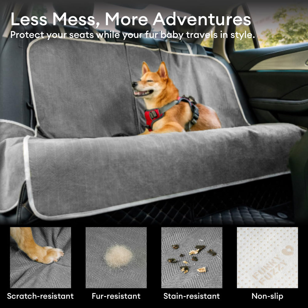 Funny Fuzzy scratchproof pet seat cover guards against claw marks.