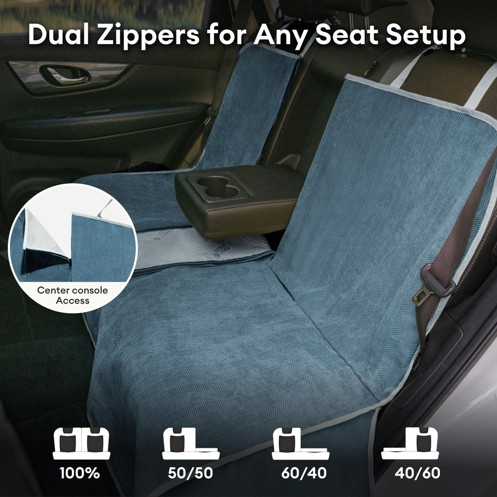 FUNNY FUZZY seat belt openings enable harness connections for secure travel.